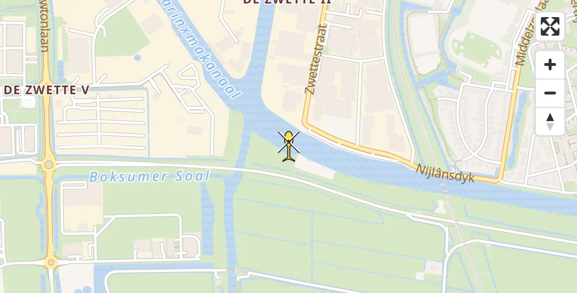 Vluchtroute Ambulancehelikopter van Leeuwarden naar Leeuwarden