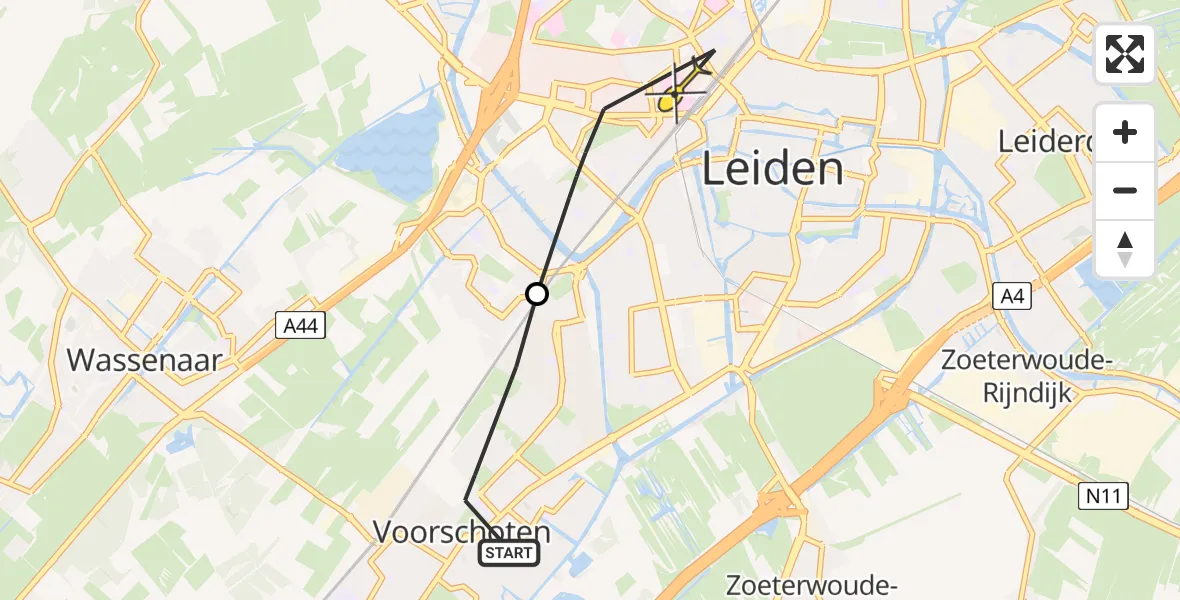 Routekaart van de vlucht: Lifeliner 2 naar Leiden, Het Wedde