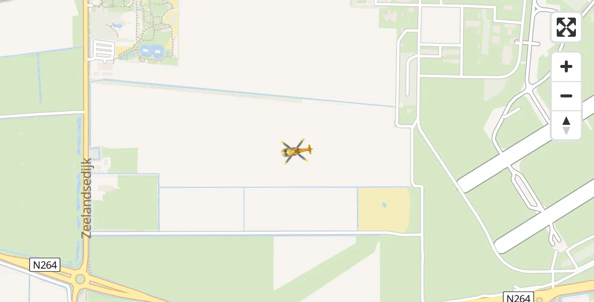 Vluchtroute Traumahelikopter van Vliegbasis Volkel naar Vliegbasis Volkel