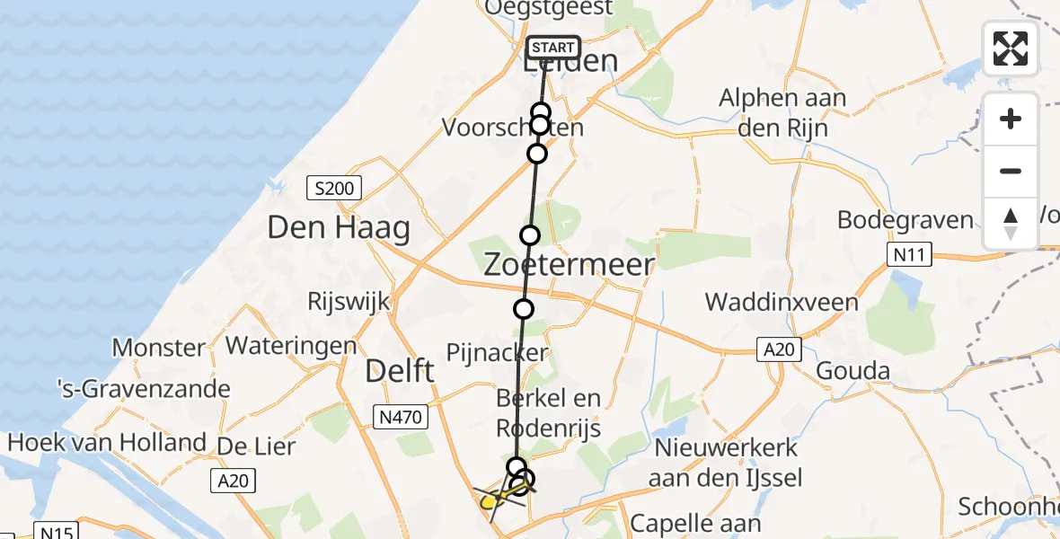 Routekaart van de vlucht: Lifeliner 2 naar Rotterdam The Hague Airport, Morskade