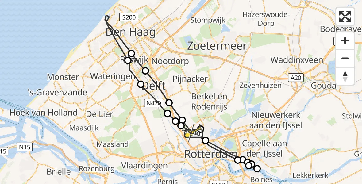 Routekaart van de vlucht: Lifeliner 2 naar Rotterdam The Hague Airport, Hofweg