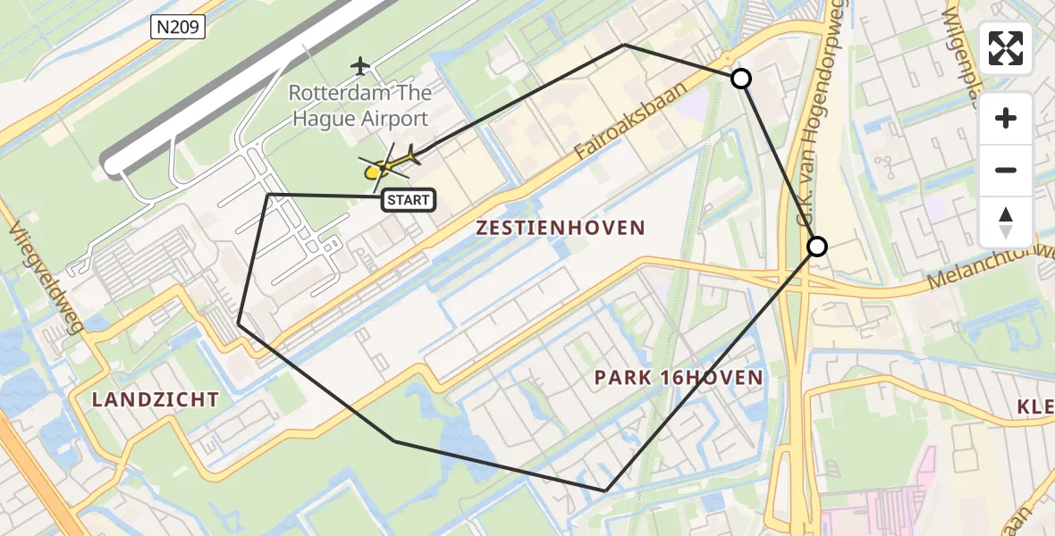 Routekaart van de vlucht: Lifeliner 2 naar Rotterdam The Hague Airport, Terletpad