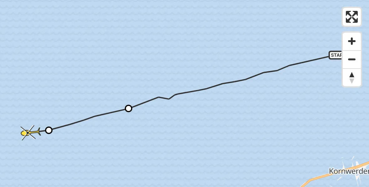 Routekaart van de vlucht: Ambulancehelikopter naar Oosterend, Verversgat