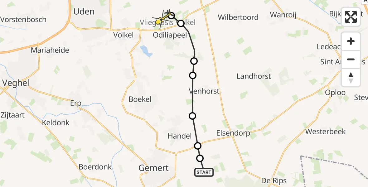 Routekaart van de vlucht: Lifeliner 3 naar Vliegbasis Volkel, Heideweg