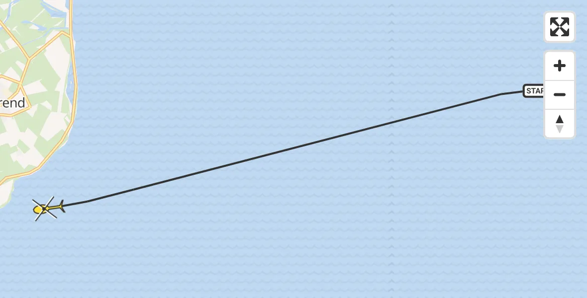 Routekaart van de vlucht: Ambulanceheli naar Oudeschild, Minkewaal