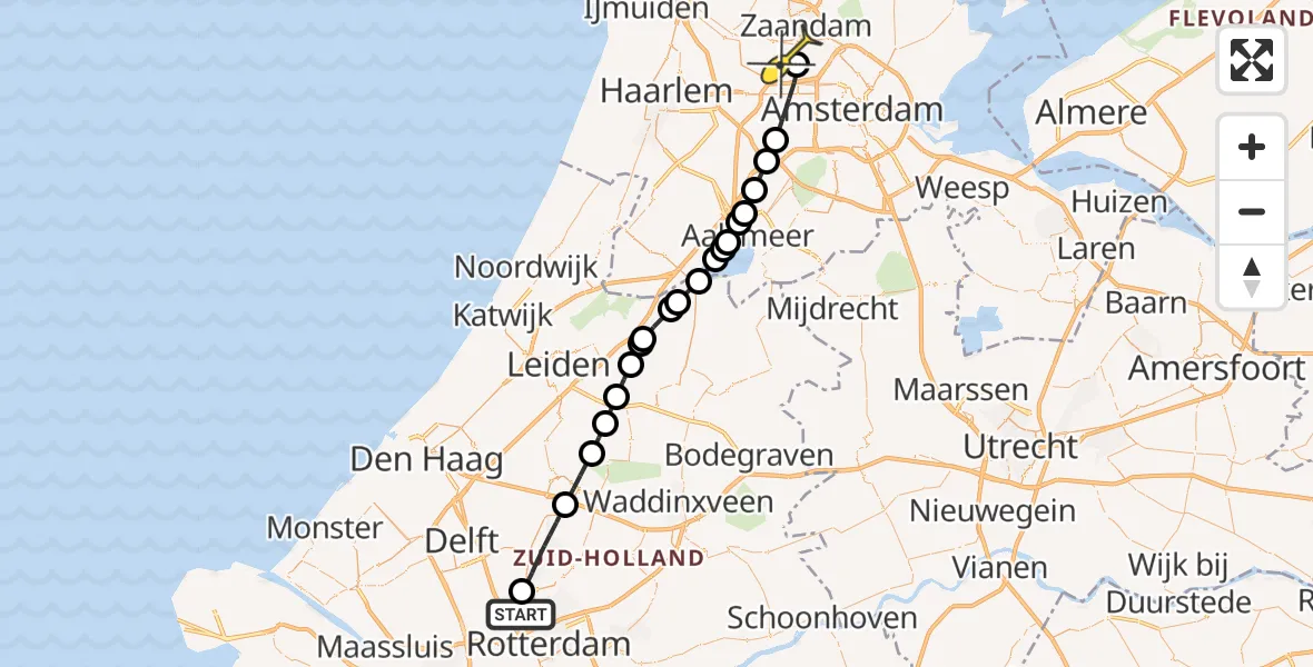 Routekaart van de vlucht: Lifeliner 1 naar Amsterdam Heliport, Hornweg