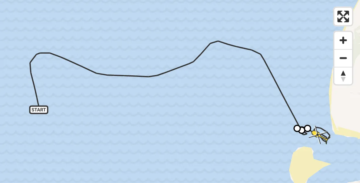 Routekaart van de vlucht: Kustwachthelikopter naar Den Hoorn