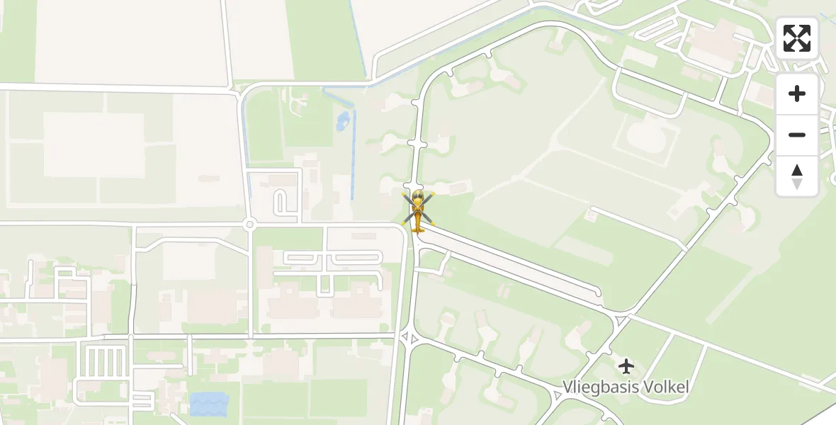 Vluchtroute Traumahelikopter van Vliegbasis Volkel naar Vliegbasis Volkel