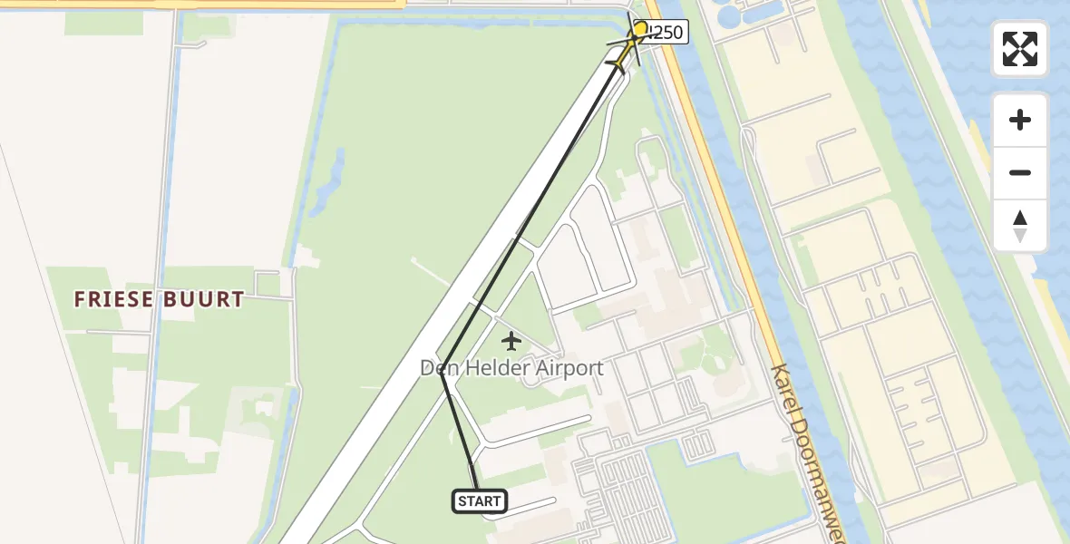 Vluchtroute  van Vliegveld De Kooy naar Vliegveld De Kooy