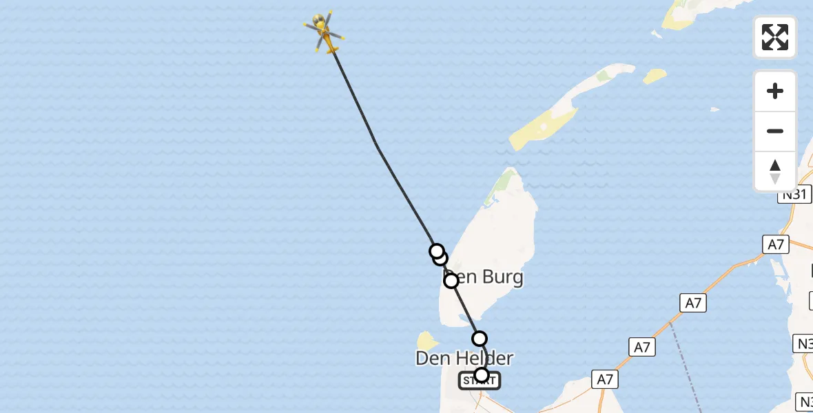 Vluchtroute  Vliegveld De Kooy - , 26 april 2024, 10:02