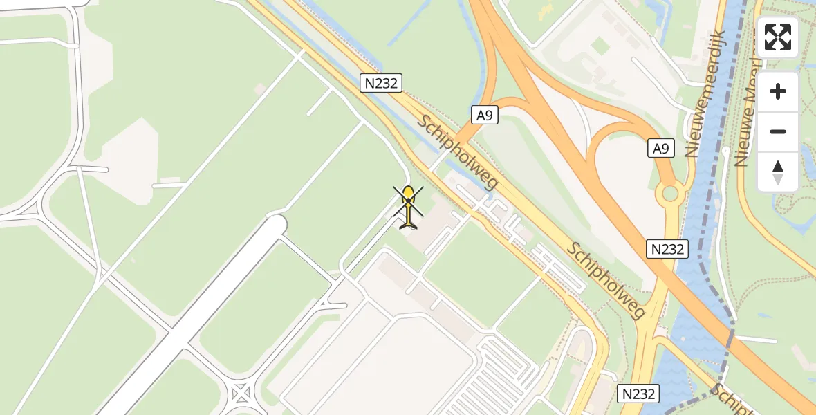 Routekaart van de vlucht: Politiehelikopter naar Schiphol
