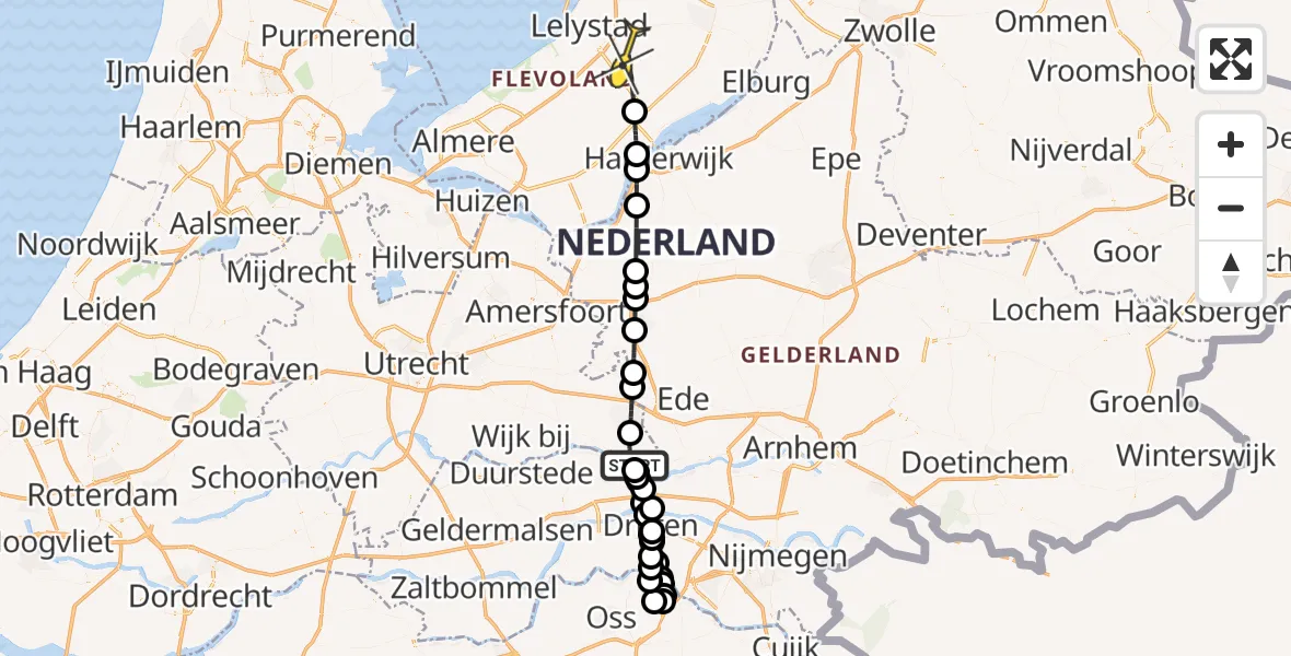 Routekaart van de vlucht: Lifeliner 3 naar Lelystad, Marsdijk