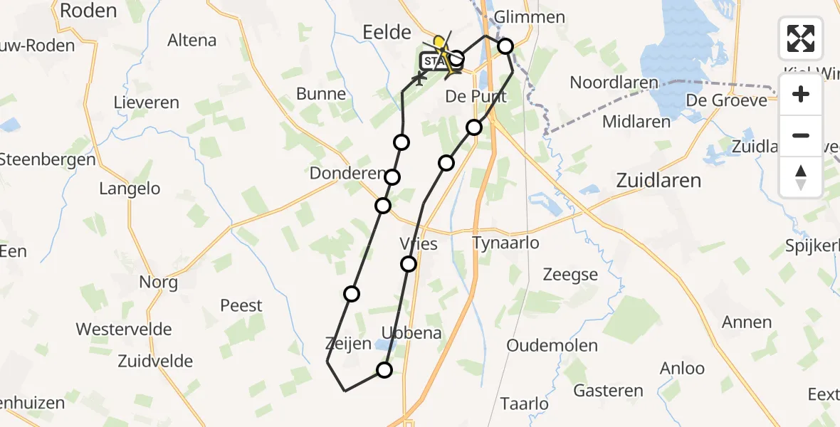 Routekaart van de vlucht: Lifeliner 4 naar Groningen Airport Eelde, Veldkampweg