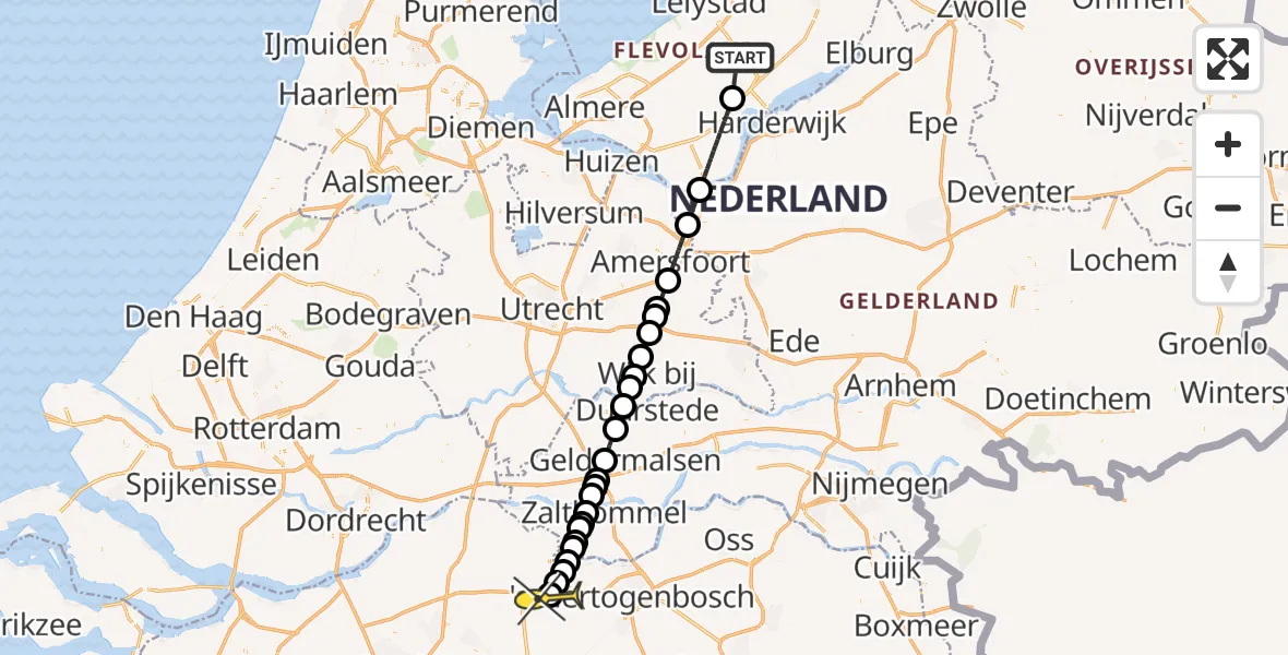 Routekaart van de vlucht: Lifeliner 3 naar Drunen, Meeuwenweg