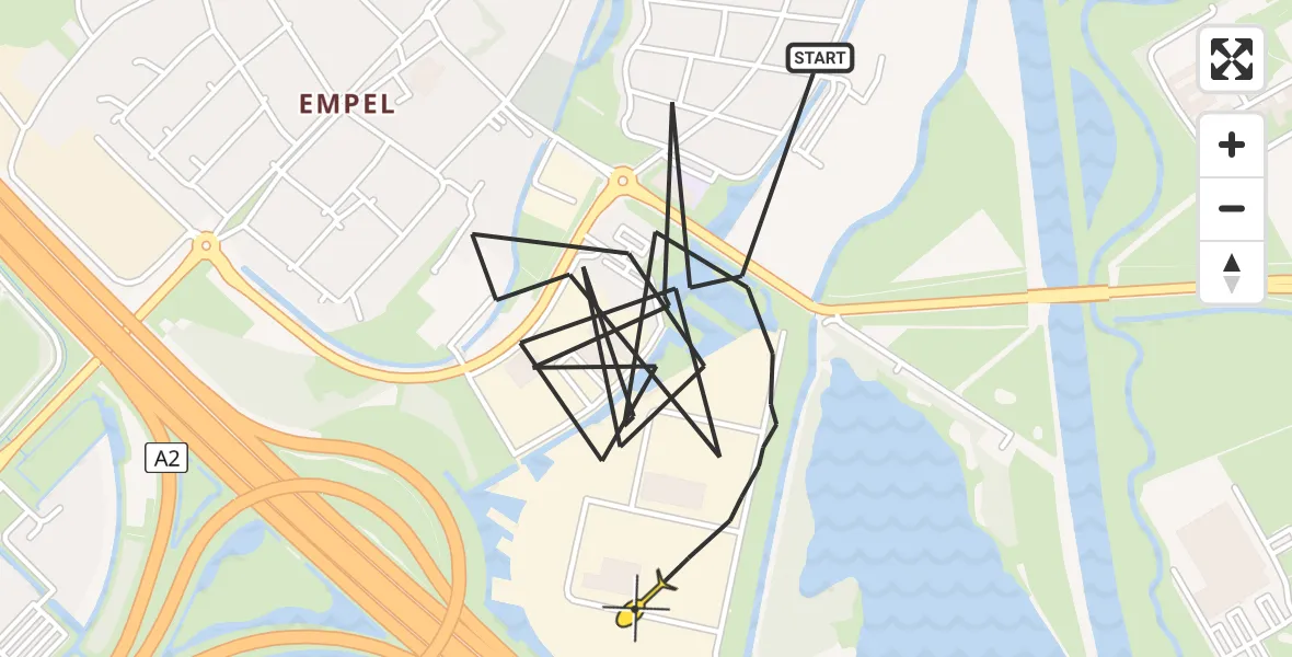 Routekaart van de vlucht: Politiehelikopter naar 's-Hertogenbosch, de Diepteweg