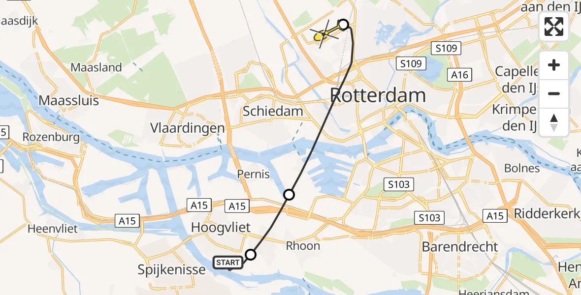 Routekaart van de vlucht: Lifeliner 2 naar Rotterdam The Hague Airport, Dobber
