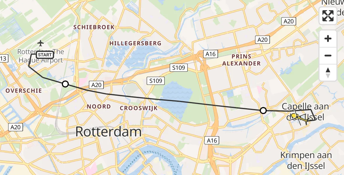 Routekaart van de vlucht: Lifeliner 2 naar Capelle aan den IJssel, Kastrupbaan