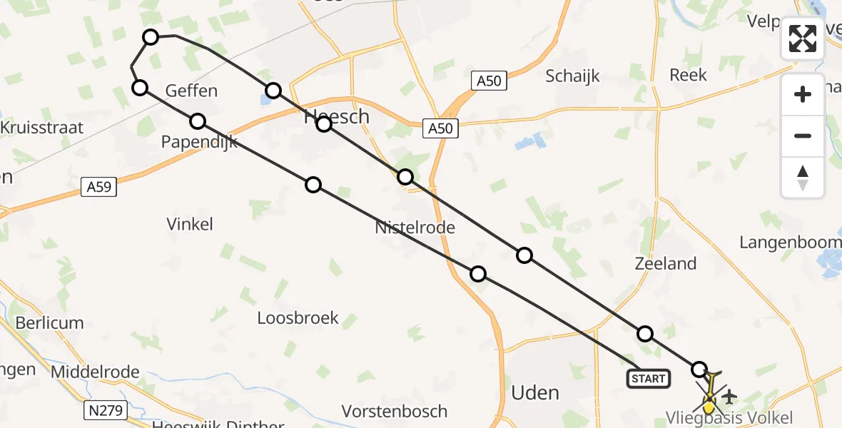 Routekaart van de vlucht: Lifeliner 3 naar Vliegbasis Volkel, Vluchtoord