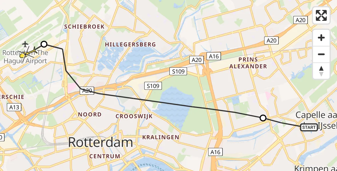 Routekaart van de vlucht: Lifeliner 2 naar Rotterdam The Hague Airport, Atatürkstraat