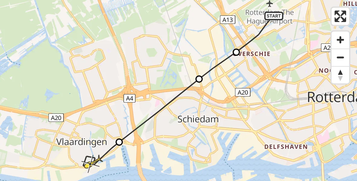 Routekaart van de vlucht: Lifeliner 2 naar Vlaardingen, Ludolf de Jonghstraat