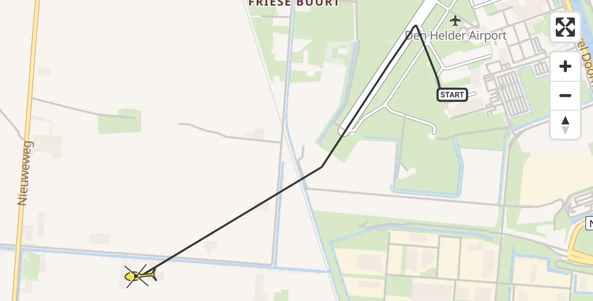 Routekaart van de vlucht:  naar Julianadorp, Middenvliet