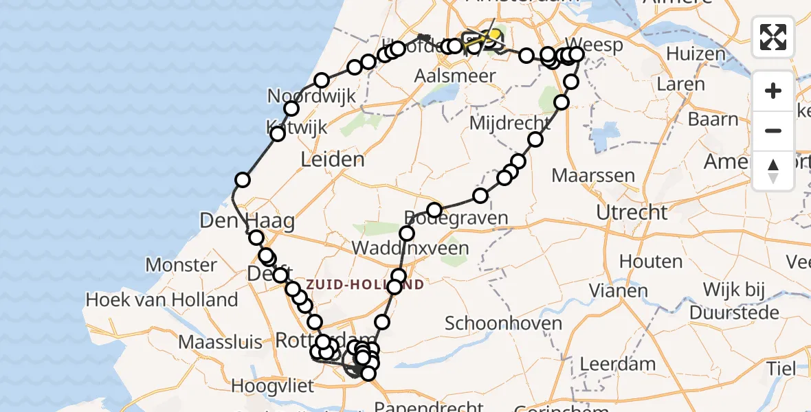 Routekaart van de vlucht: Politieheli naar Schiphol, Schipholweg