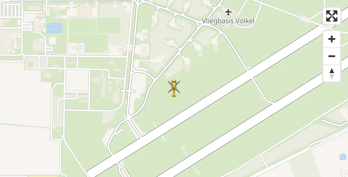 Vluchtroute Traumahelikopter van Vliegbasis Volkel naar Vliegbasis Volkel