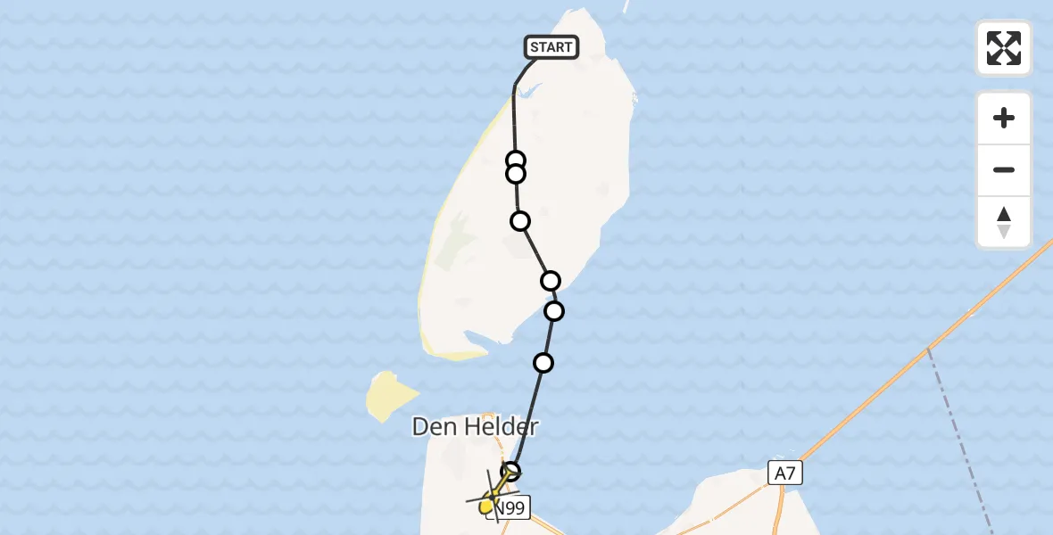 Routekaart van de vlucht: NCG06 naar Vliegveld De Kooy, Stuifdijk