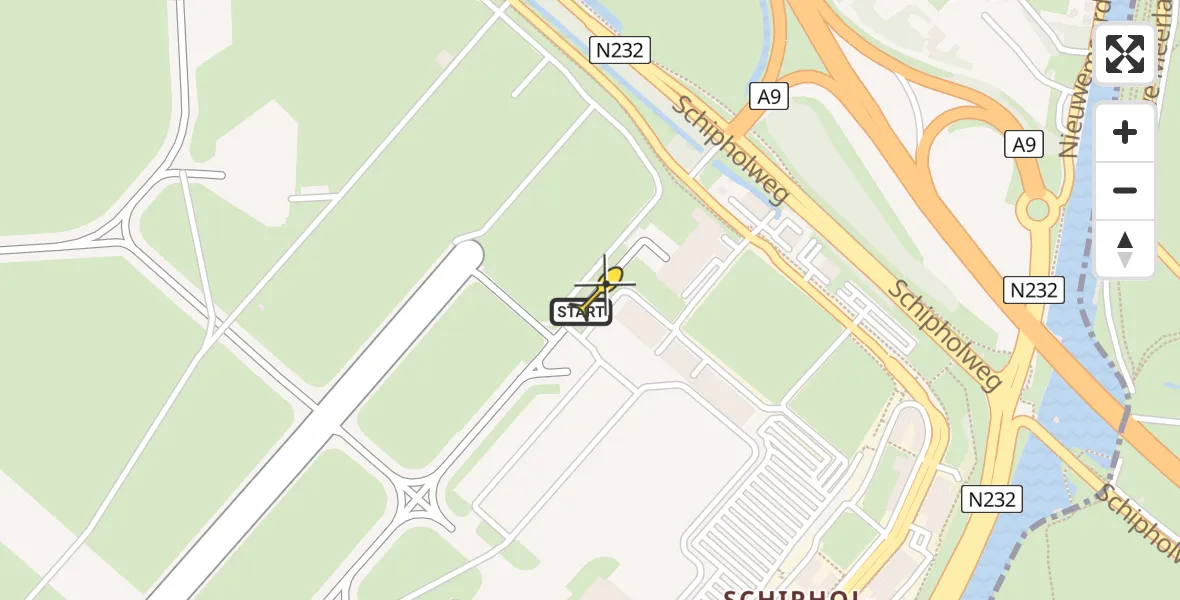 Vluchtroute Politiehelikopter van Schiphol naar Schiphol