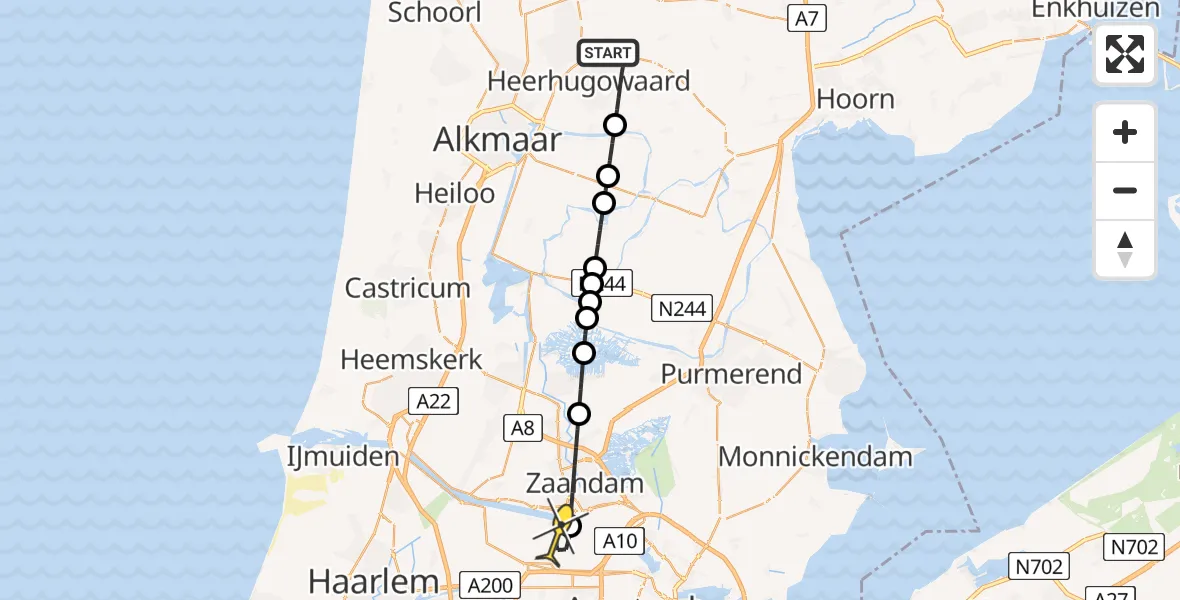 Routekaart van de vlucht: Lifeliner 1 naar Amsterdam Heliport, Krusemanlaan