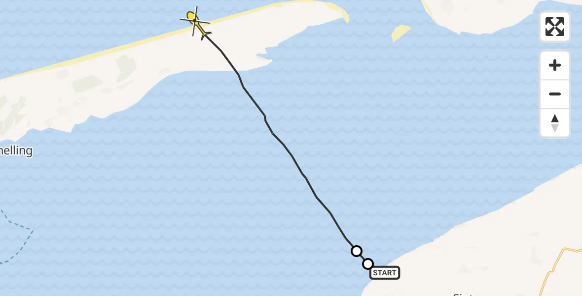 Routekaart van de vlucht: Ambulancehelikopter naar Oosterend, Sedyk