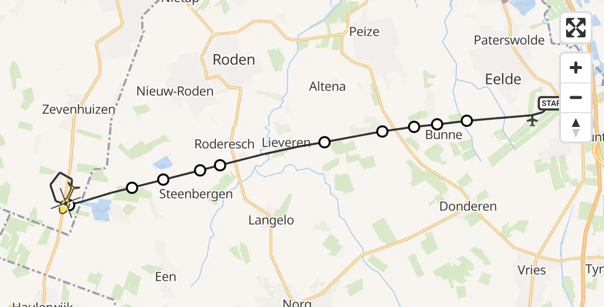 Routekaart van de vlucht: Lifeliner 4 naar Zevenhuizen, Lugtenbergerweg