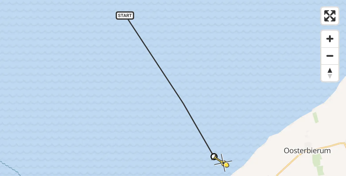 Routekaart van de vlucht: Ambulanceheli naar West-Terschelling, Ballast Plaat