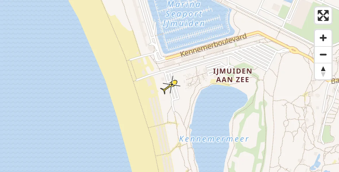 Routekaart van de vlucht: Lifeliner 1 naar IJmuiden