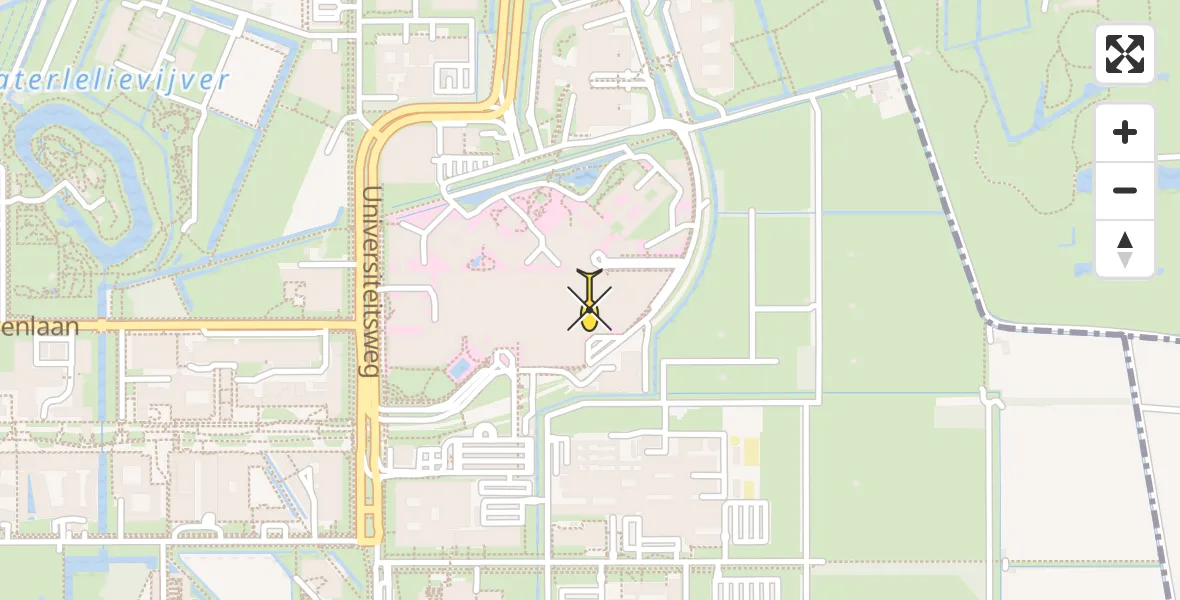 Vluchtroute Traumahelikopter van Universitair Medisch Centrum Utrecht naar Universitair Medisch Centrum Utrecht