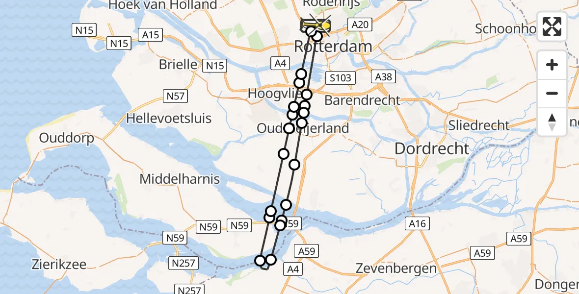 Routekaart van de vlucht: Lifeliner 2 naar Rotterdam The Hague Airport, Isaac Beeckmanhof