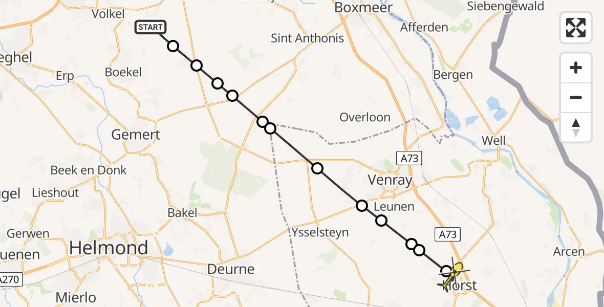 Routekaart van de vlucht: Lifeliner 3 naar Horst, Kwabbestraat