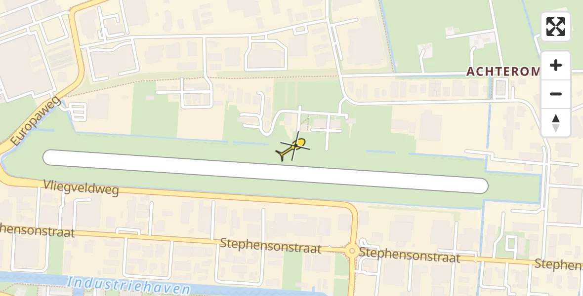 Routekaart van de vlucht: Politiehelikopter naar Vliegveld Hoogeveen