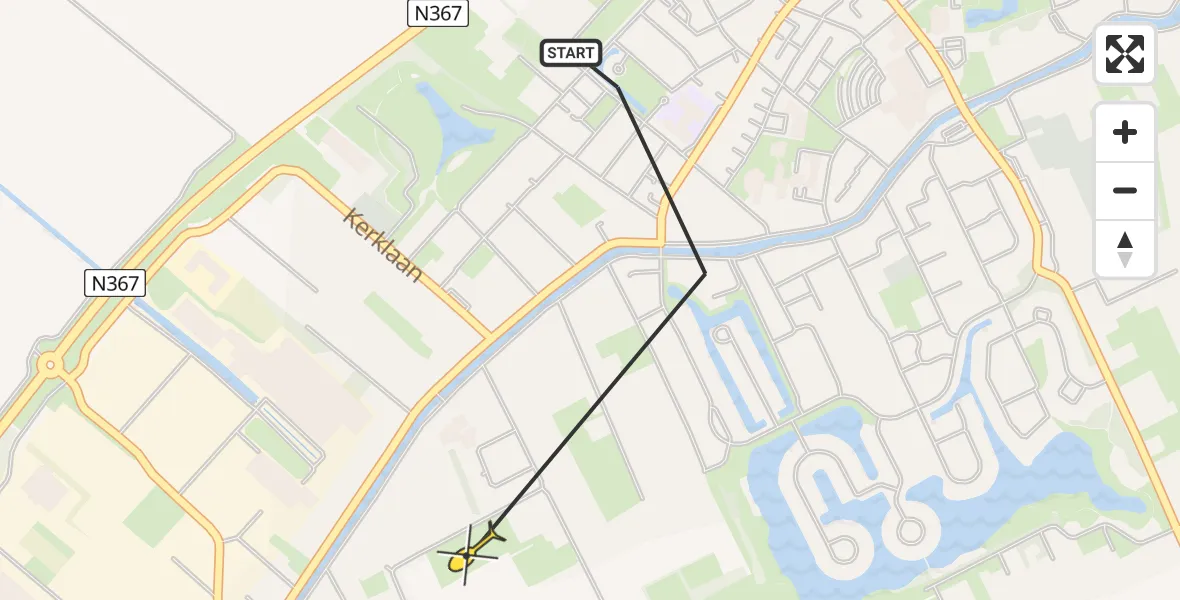 Routekaart van de vlucht: Traumahelikopter naar Oude Pekela, Landbouwontsluitingsweg