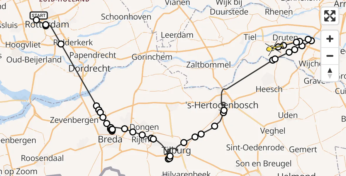 Routekaart van de vlucht: Politieheli naar Altforst, Otterdijk