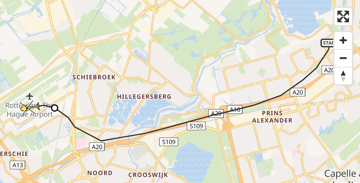 Routekaart van de vlucht: Lifeliner 2 naar Rotterdam The Hague Airport, Scharster