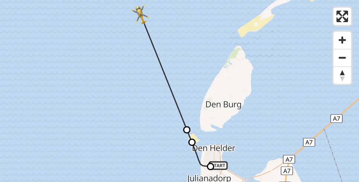 Vluchtroute  Vliegveld De Kooy - , 27 april 2024, 11:35