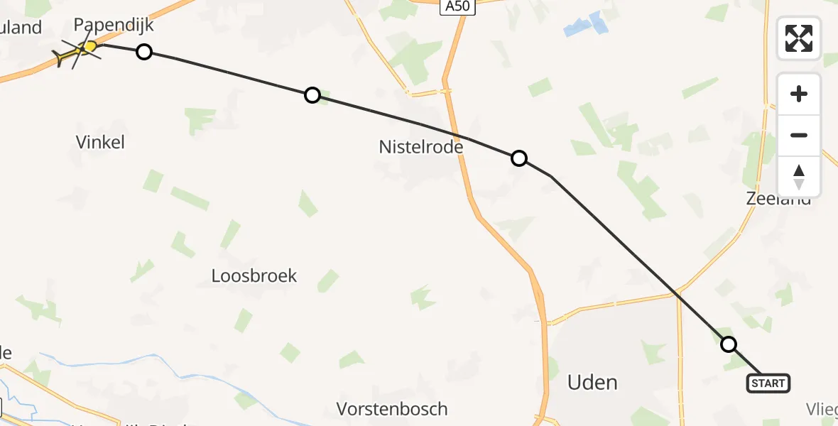 Routekaart van de vlucht: Lifeliner 3 naar Vinkel, Patersweg