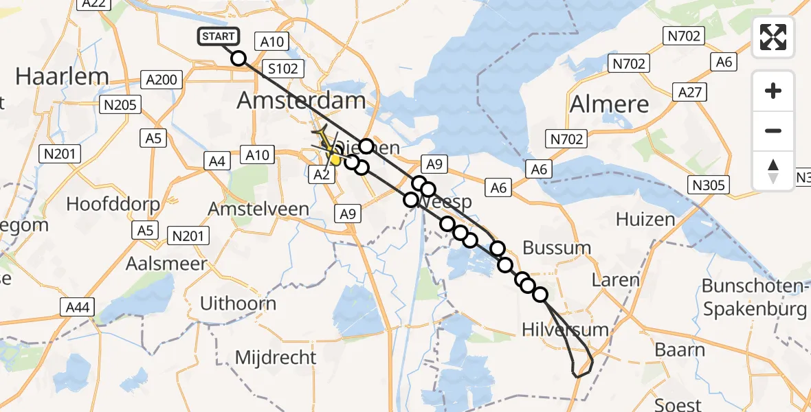 Routekaart van de vlucht: Lifeliner 1 naar Amsterdam, Maltaweg