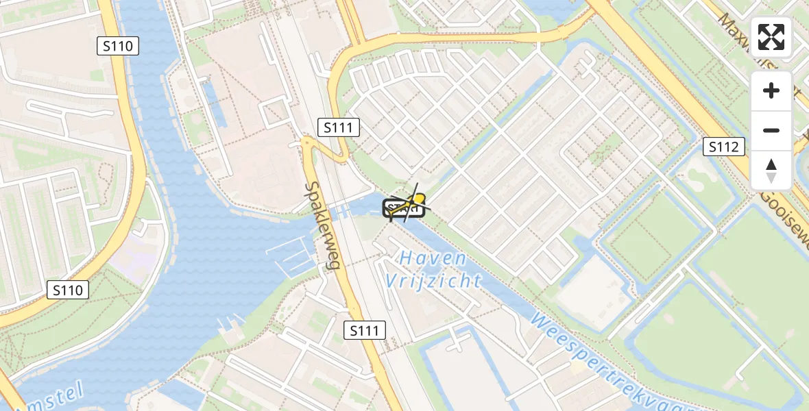 Vluchtroute Traumahelikopter van Amsterdam naar Amsterdam
