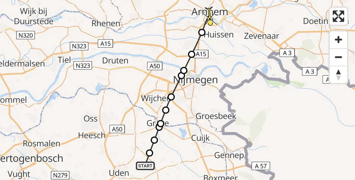 Routekaart van de vlucht: Lifeliner 3 naar Arnhem, Graspeel