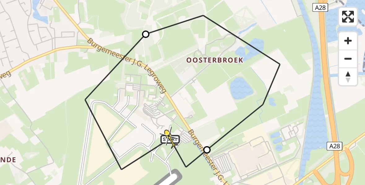 Routekaart van de vlucht: Lifeliner 4 naar Groningen Airport Eelde, Langesteeg