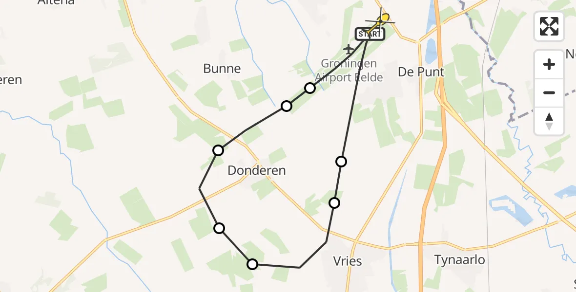 Routekaart van de vlucht: Lifeliner 4 naar Groningen Airport Eelde, Veenweg