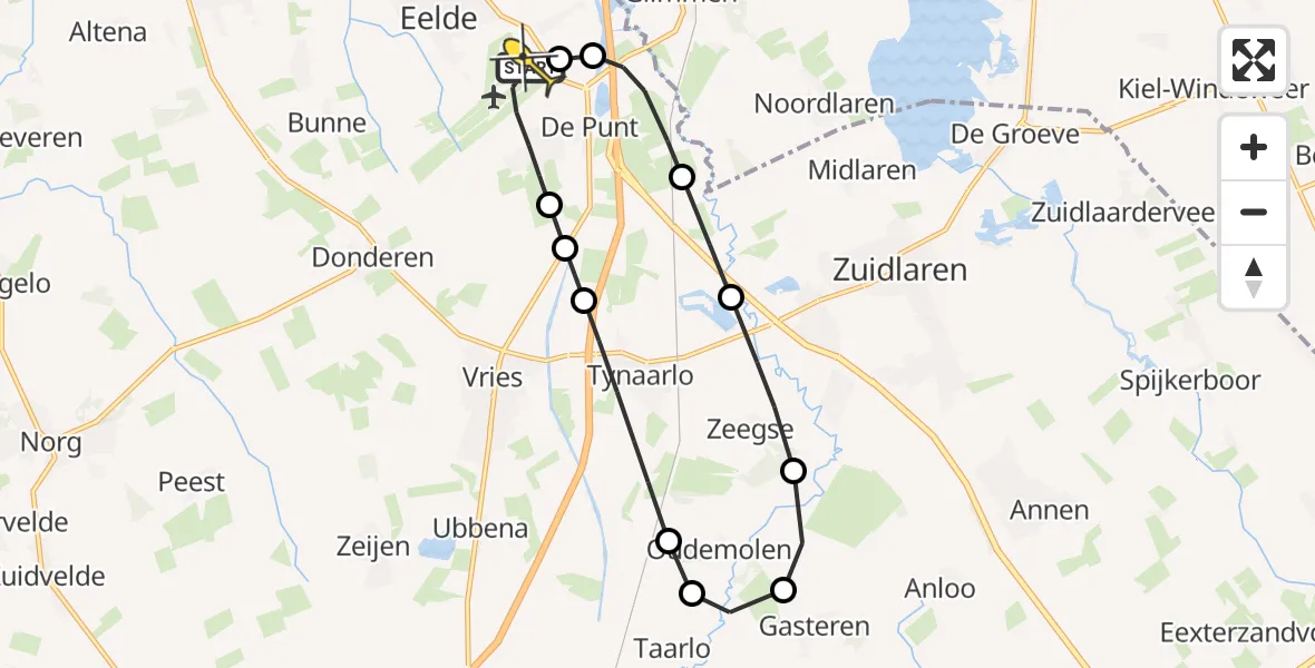 Routekaart van de vlucht: Lifeliner 4 naar Groningen Airport Eelde, Breukenweg