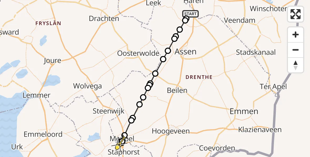 Routekaart van de vlucht: Lifeliner 4 naar Staphorst, Lugtenbergerweg